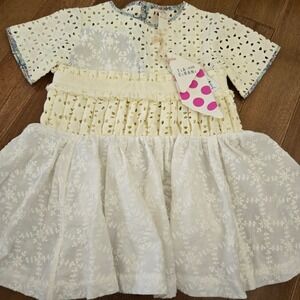 Tia Cibani Kids Girls Cream Eyelet Embroidered Cotton Dress Resort Cottage 2 NWT